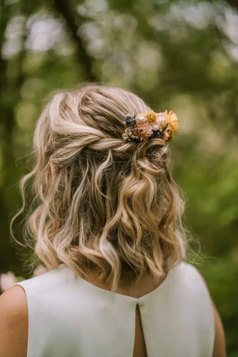 bloemenkam met droogbloemen voor huwelijk